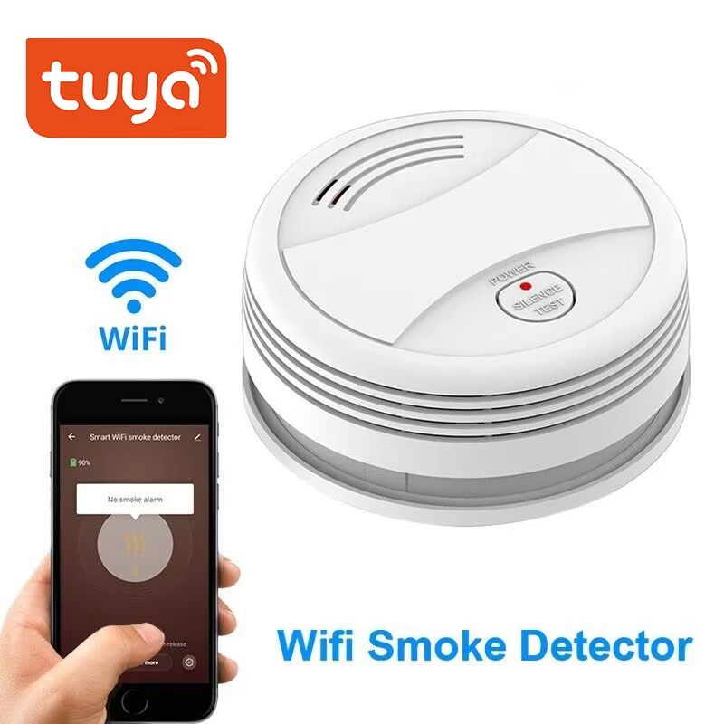 Tuya WiFi Smoke Detector With 80dB Alarm & Smart Life App Alerts Wireless Smart Smoke Alarm For Home Fire Protection Tuya WiFi Smoke Detector With 80dB Alarm & Smart Life App Alerts Wireless Smart Smoke Alarm For Home Fire Protection