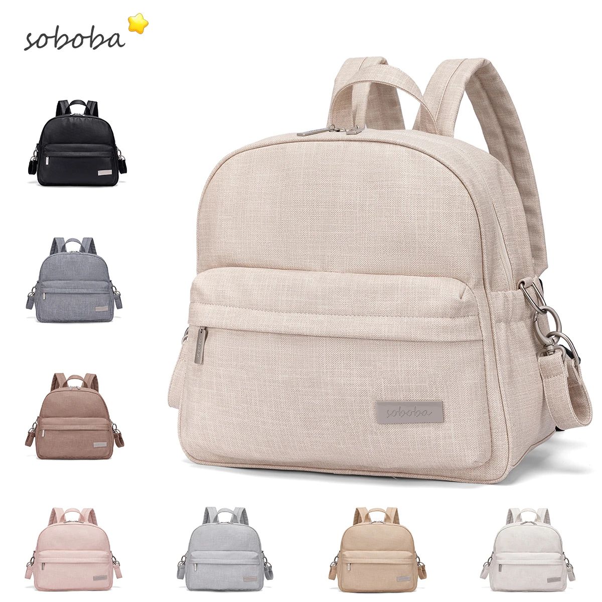Soboba Waterproof Diaper Backpack Stylish Large Capacity Baby Bag For Modern Moms pink