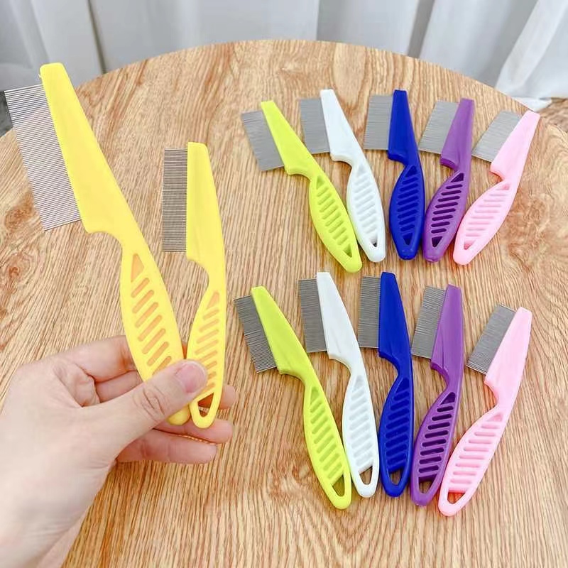 Pet Hair Shedding Comb For Cats And Dogs Stainless Steel Flea Grooming Tool purple s