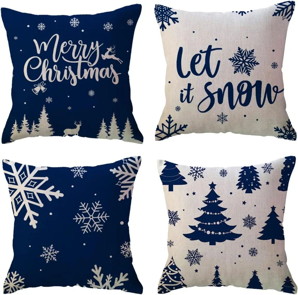 Blue Snowflake Christmas Pillow Cover style 3 17.7 17.7 In