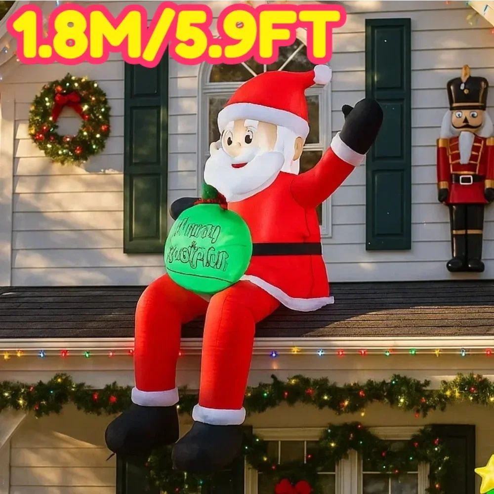 5.9FT LED Inflatable Santa Claus Roof Christmas Decoration white au Plug
