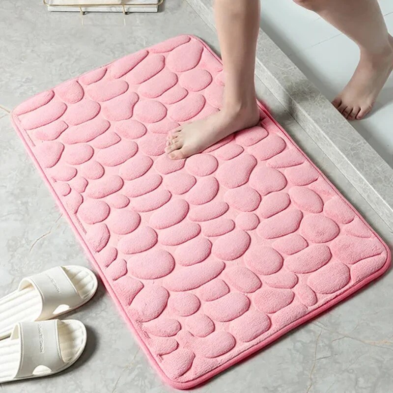 Anti Slip Pebble Floor Mat Embossed Fiber Bathroom & Living Room Carpet purple