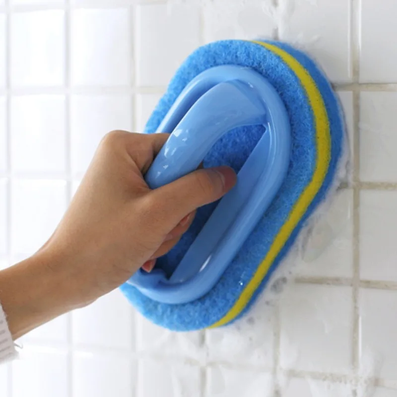 Durable Household Cleaning Brush With Handle Ideal For Dish Soap Kitchen & Bathroom Cleaning blue 4pcs