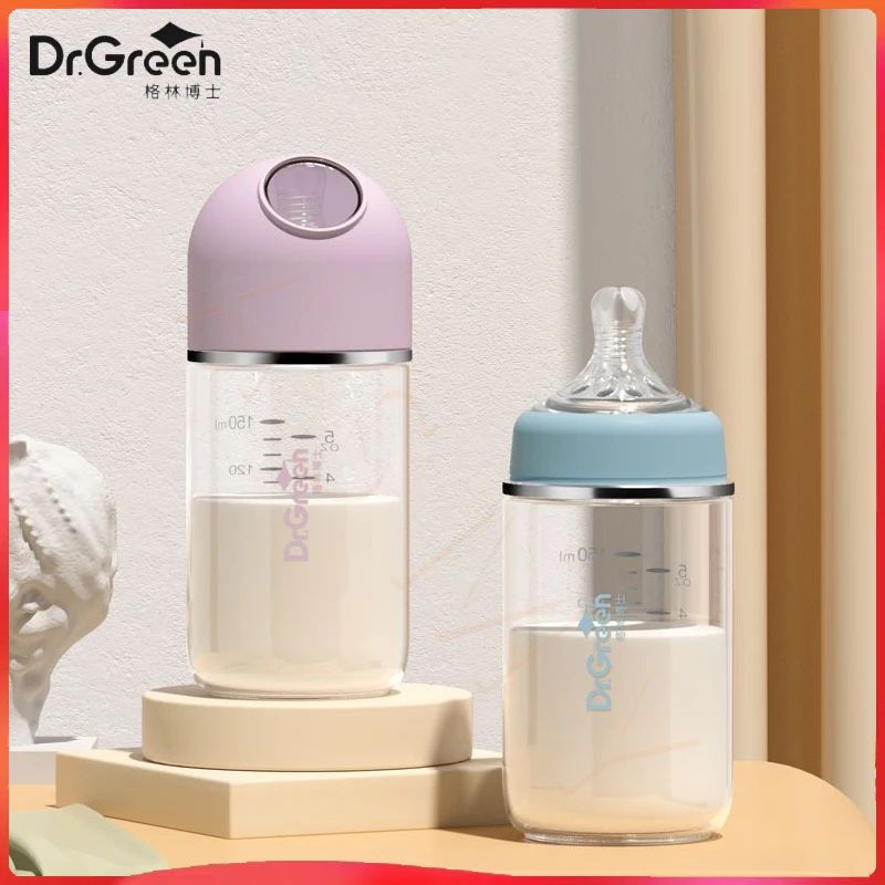 Premium Borosilicate Glass Baby Bottle With Wide Mouth For Newborn Feeding pink 240ml Glass 6 To 12
