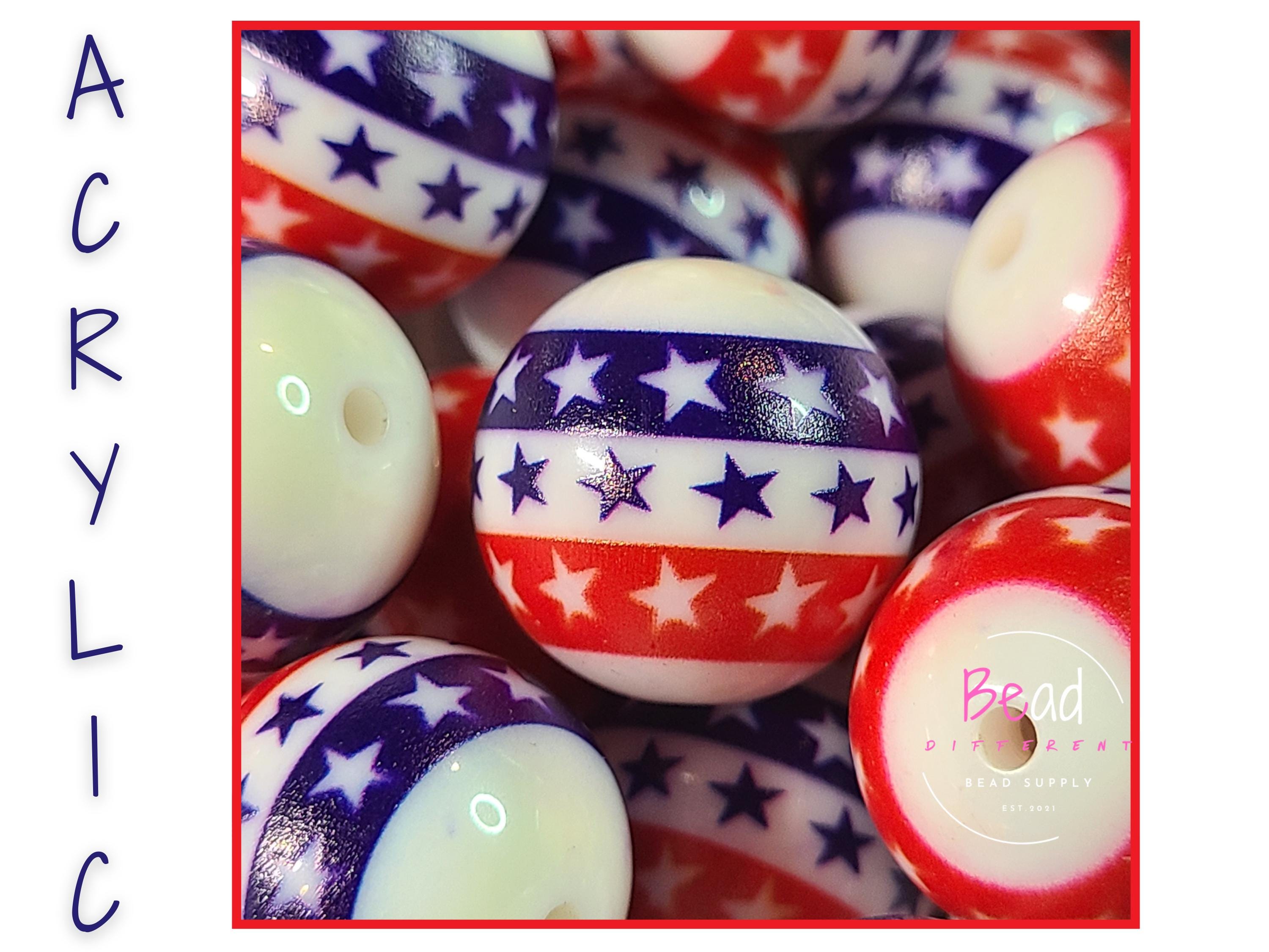 Perline Bubblegum da 20 mm, Perline politiche, Perline americane, Perline grosse, Perline acriliche, Perline patriottiche, Perline a strisce, Perline