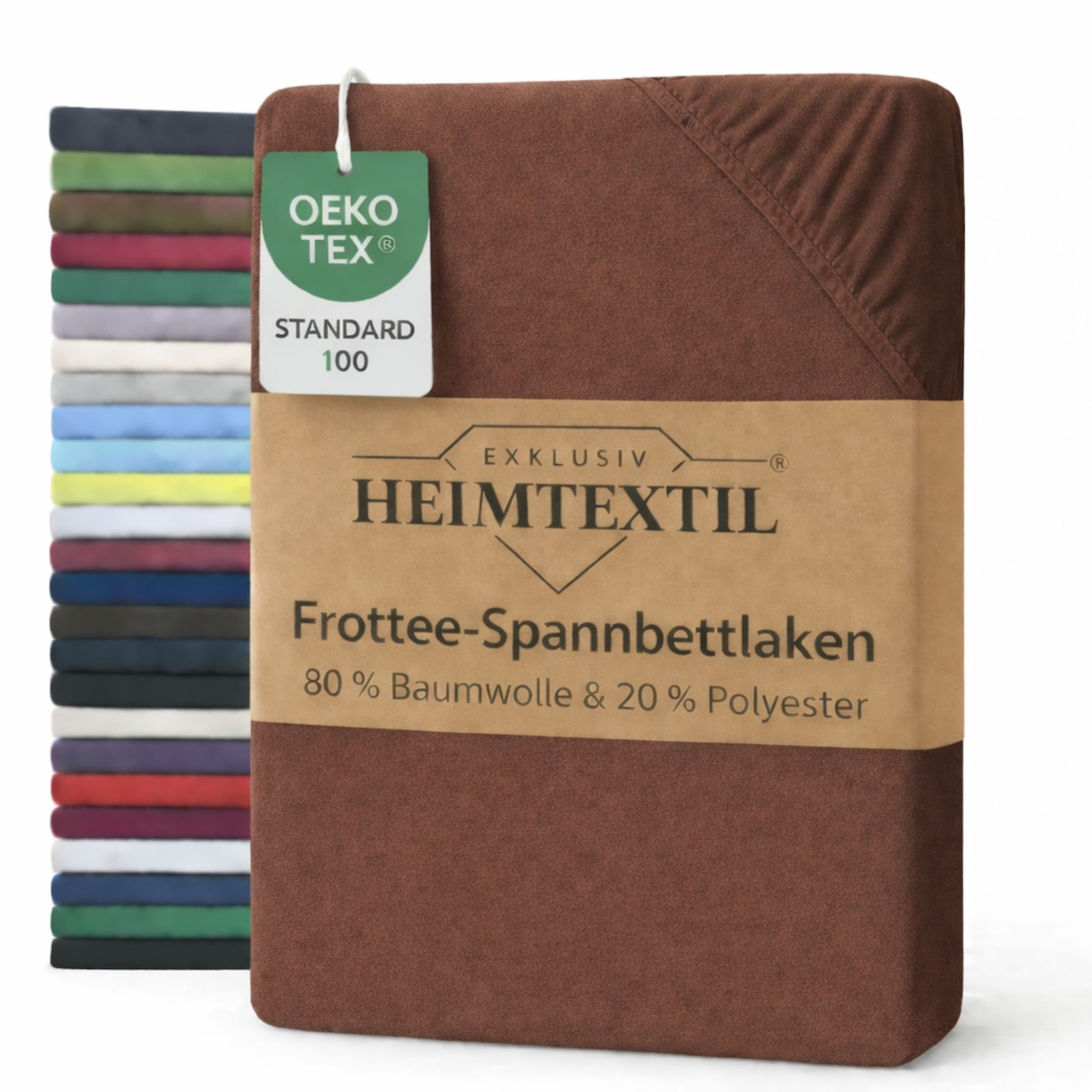 EXKLUSIV HEIMTEXTIL Frottee Spannbettlaken Premium 120 x 200 cm Schokobraun 80% Baumwolle 20% Polyester Öko - Tex Zertifiziert Bed-Sheet Bettlaken Image
