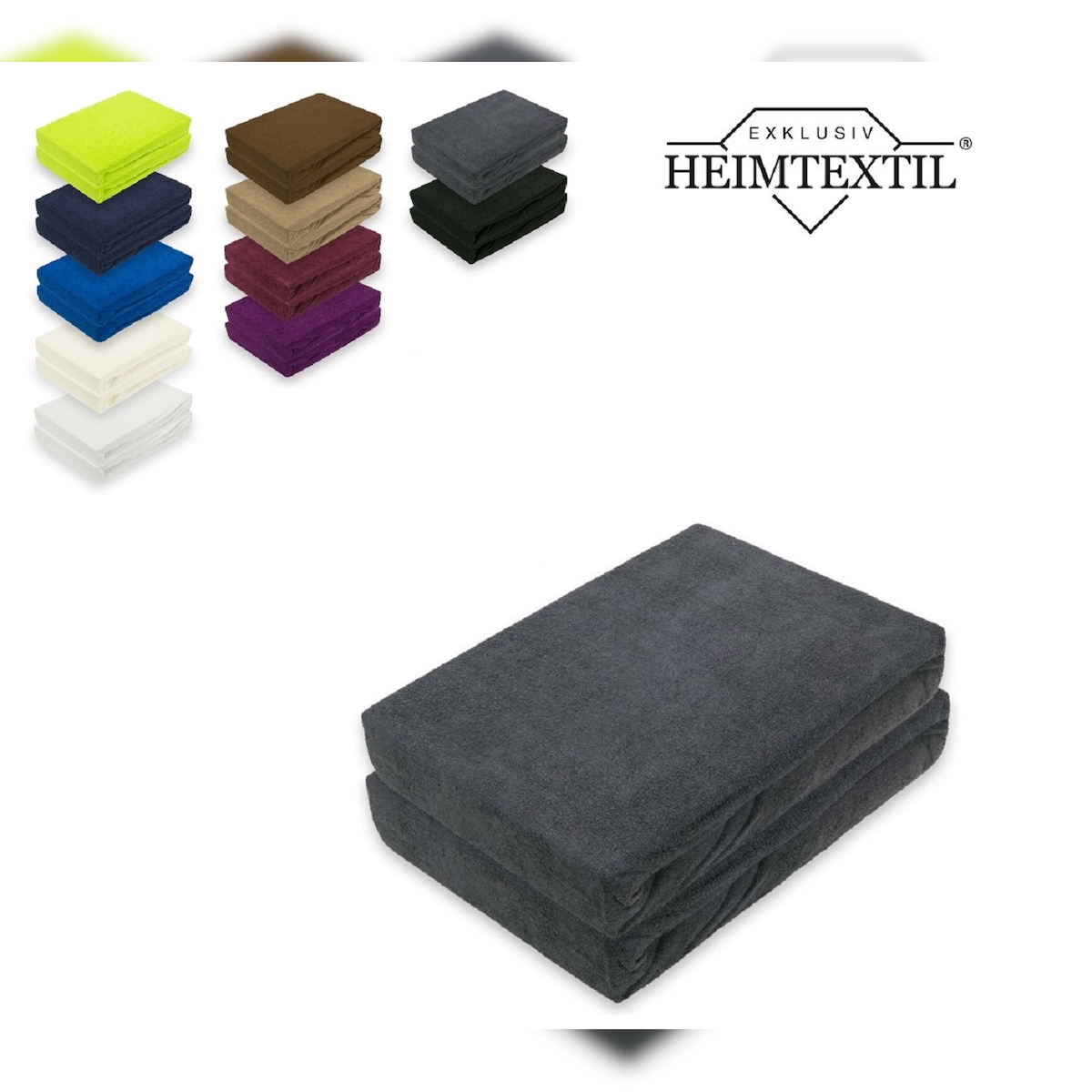 EXKLUSIV HEIMTEXTIL Doppelpack Frottee Spannbettlaken Premium Anthrazit 60 - 70 x 140 cm Image