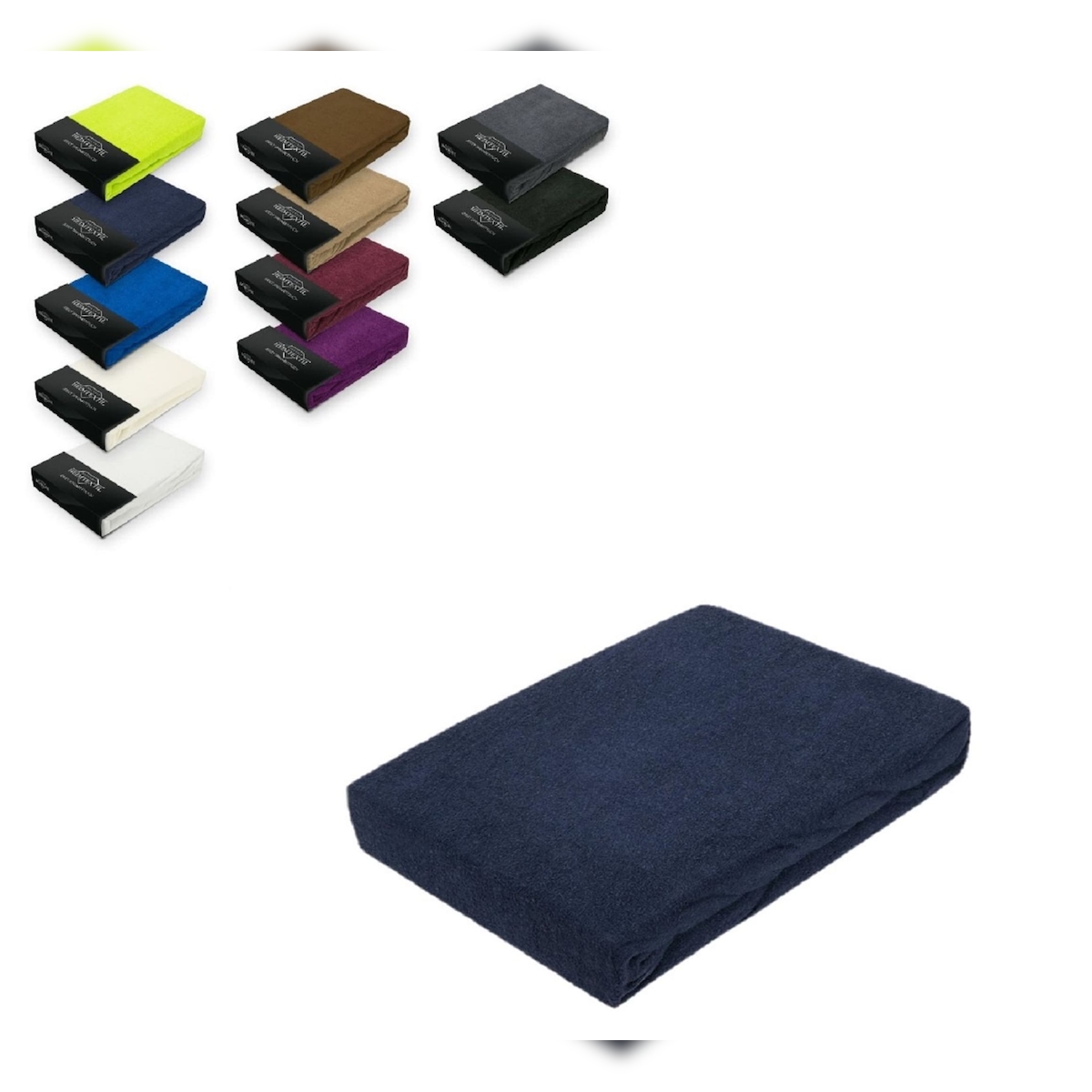 EXKLUSIV HEIMTEXTIL Frottee Spannbettlaken 60 - 70 x 140 cm Navyblau Image