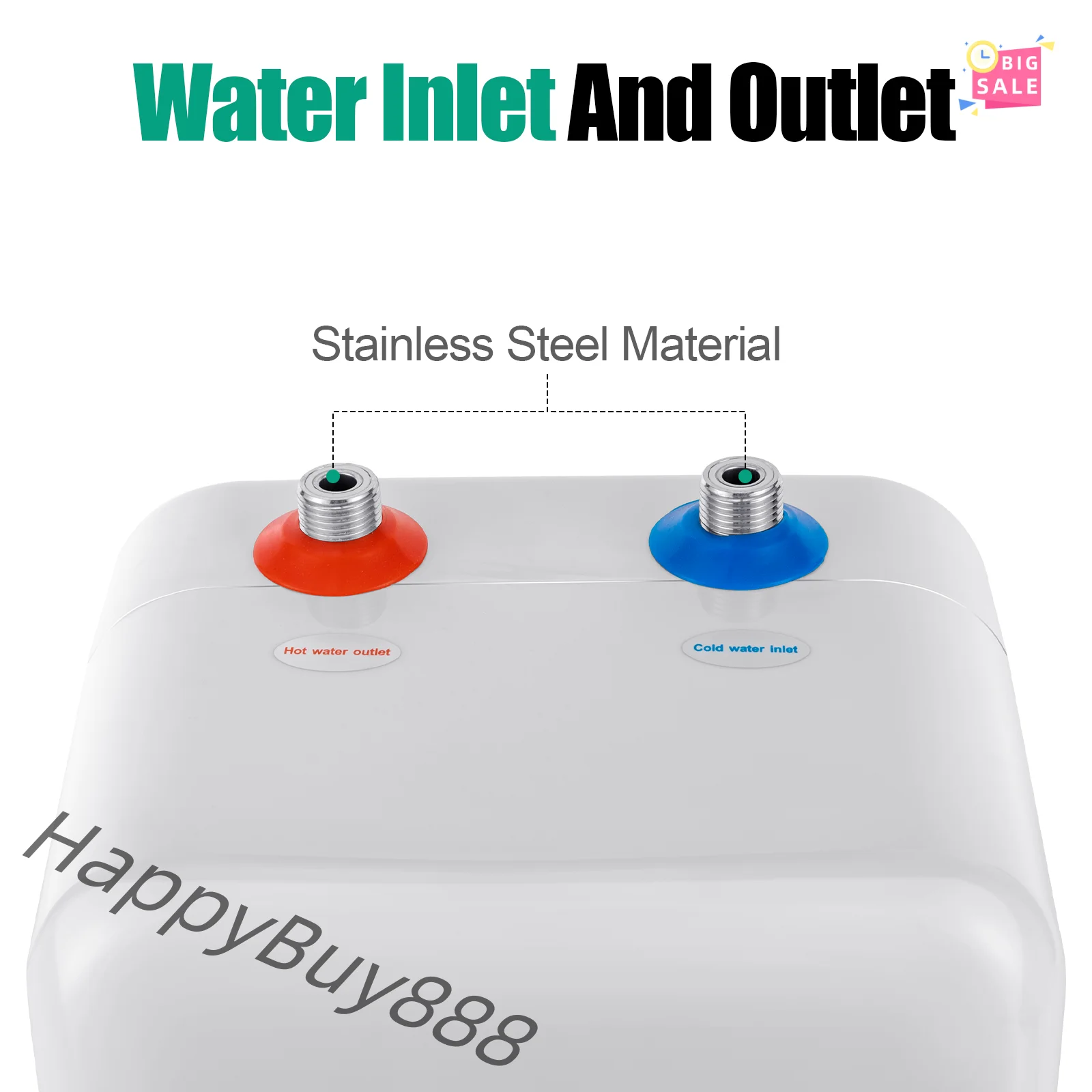 8L 1500W Durchlauferhitzer Elektrischer Warmwasserspeicher Tankheizung Temperatur einstellbar Image