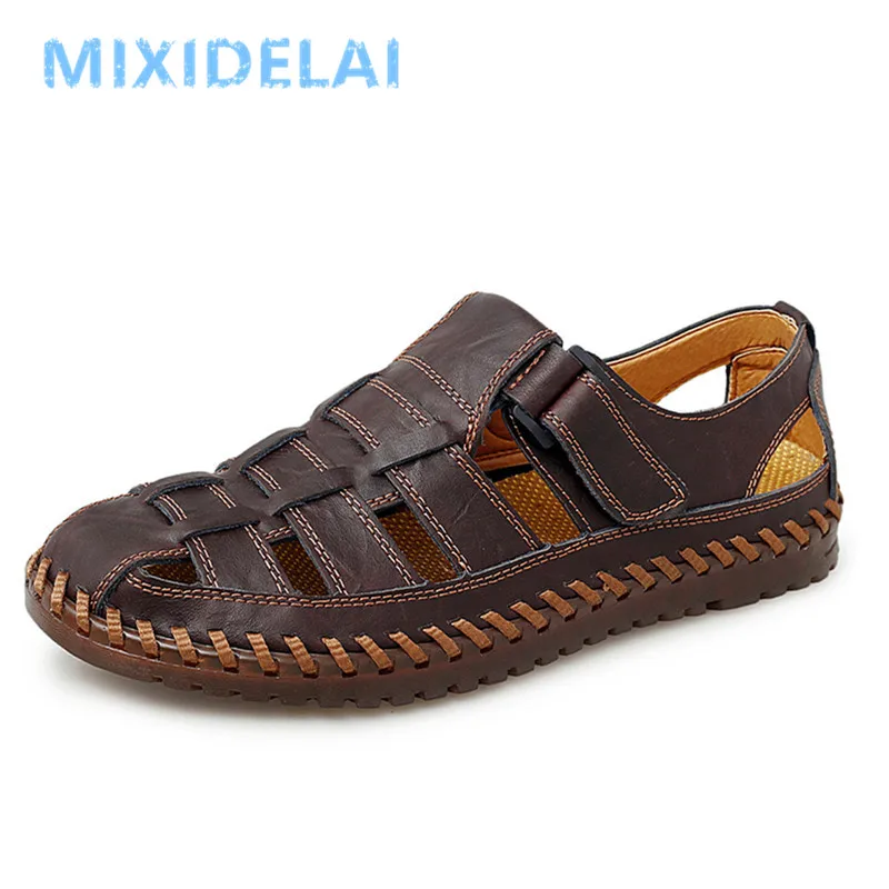 Neue Sommer Echt leder römische Herren Sandalen Business Freizeit schuhe Outdoor Strand Wat pantoffeln Herren schuhe Größe 38-47