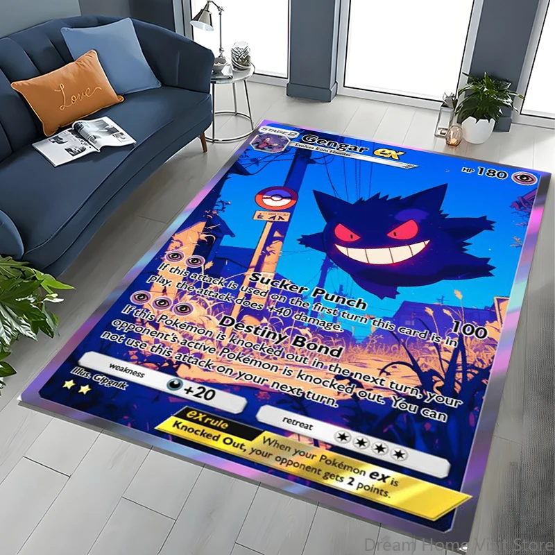 Gengar Pokémon Karten Teppich für Wohnzimmer Heimdekoration Sofa Tisch Kinderteppich Rutschfester Stuhl Lounge Boden Spielmatte Potdemiel