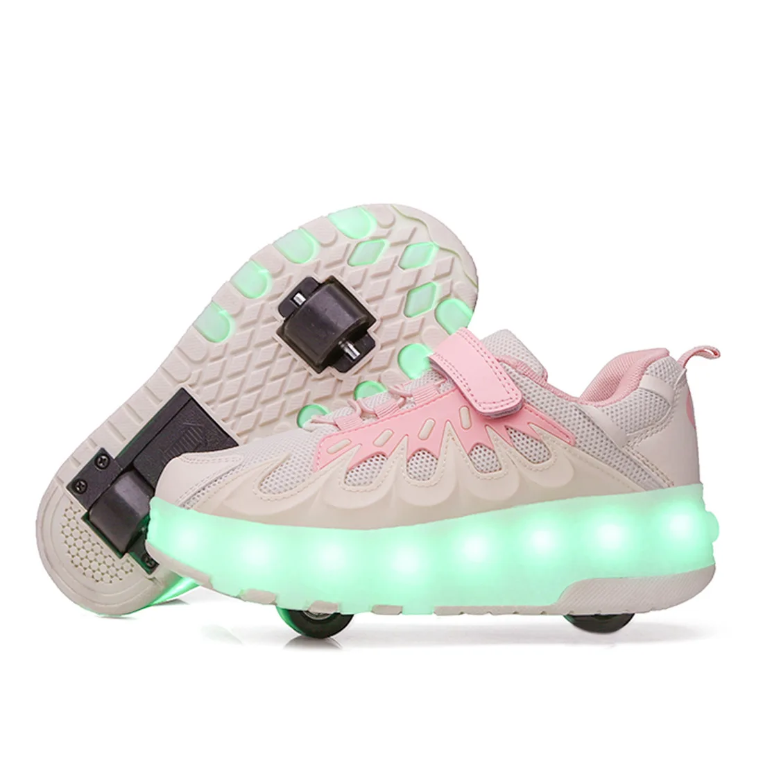 Aufklappbare Rollschuhe mit LED-Beleuchtung, wiederaufladbar, High-Top, Dual-Use-Skateschuhe, perfektes Geschenk für Kinder und Jugendliche