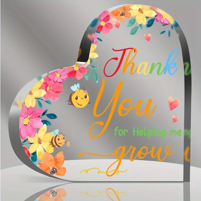 „Thank You for Help Me Grow Heart“, Wertschätzungsgeschenk für Lehrer und Frauen, Schreibtischdekoration Image