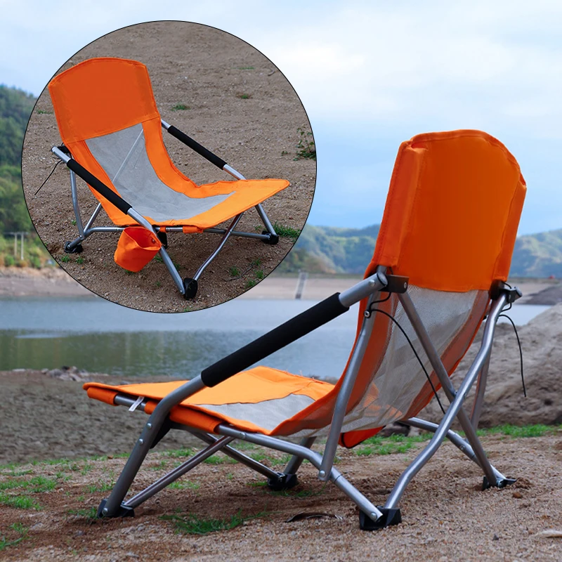 Outdoor-Strandstühle, tragbarer Klappstuhl, Rückenlehne und Getränkehalter für Camping, Angeln, Reisen, Grillen, faltbare Möbel, Picknick Image