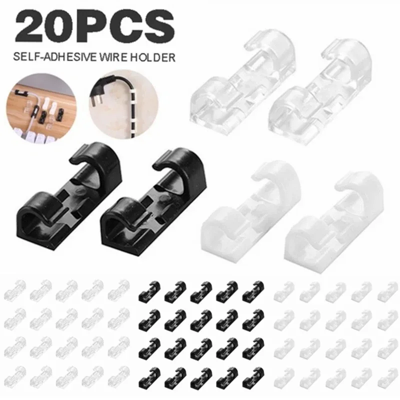 20 Stück Kabel clips Organizer Drop Wire Holder Kabel management Selbst klebender Kabel manager Fest klemm draht wickler Image
