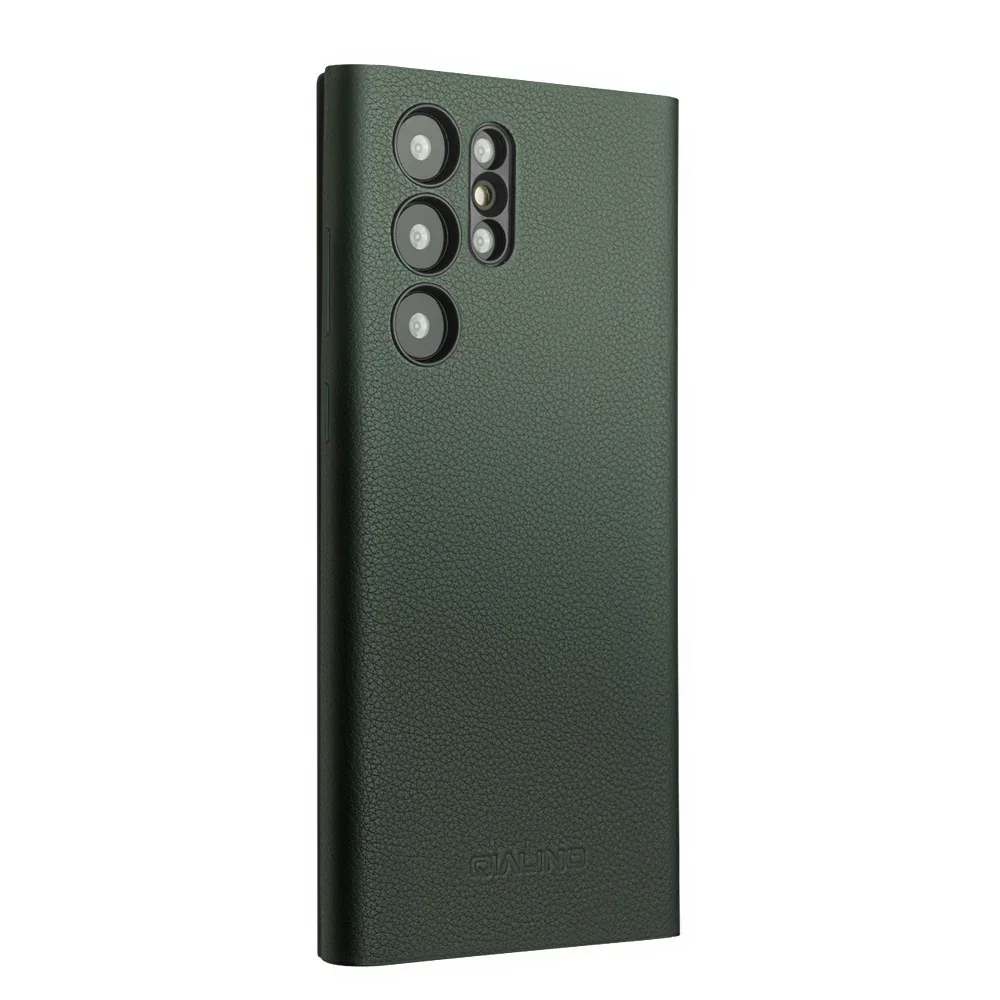 QIALINO Genuine Leather Smart Phone Cases for Samsung Galaxy S24 S25 S23 S22 Ultra Plus Light Phone Cover with Smart View Case