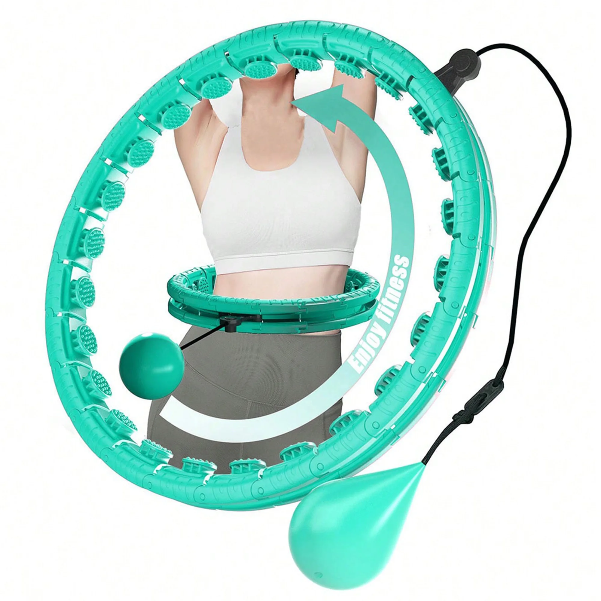 Neuer Gewichteter Fitness-Reifen für Gewichtsverlust Sport-Fitness-Kreis Massage-Tool für Verbesserte Trainingsleistung Mintgrün