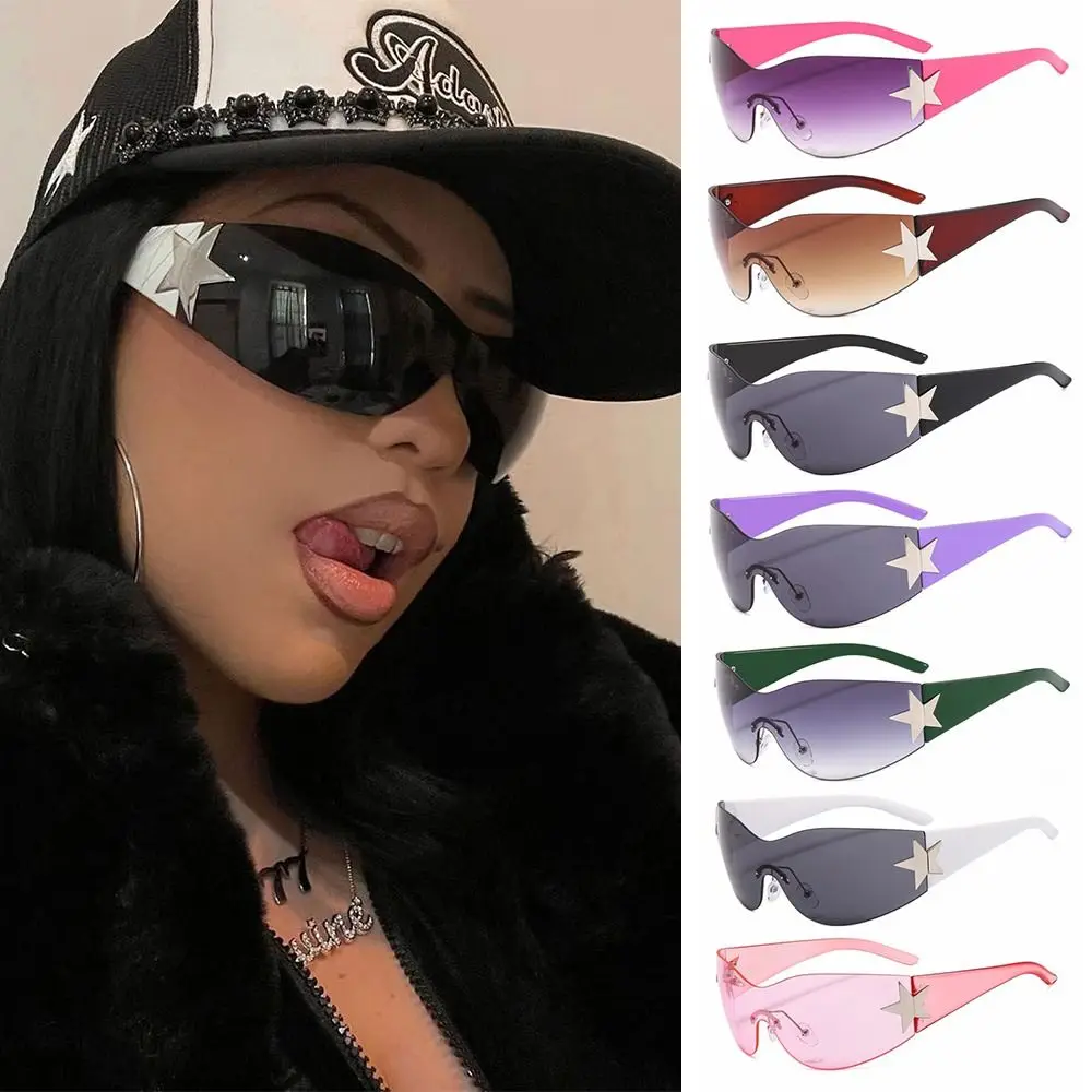 Übergroße Brille randlose Brille Punk y2k Sonnenbrille für Frauen Männer Sport Sonnenbrille Sonnenbrillen wickeln sich um Image