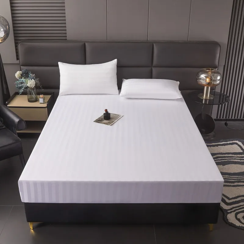 Household color satin mattress protector pure white tribute satin fitted sheet single piece without pillowcase