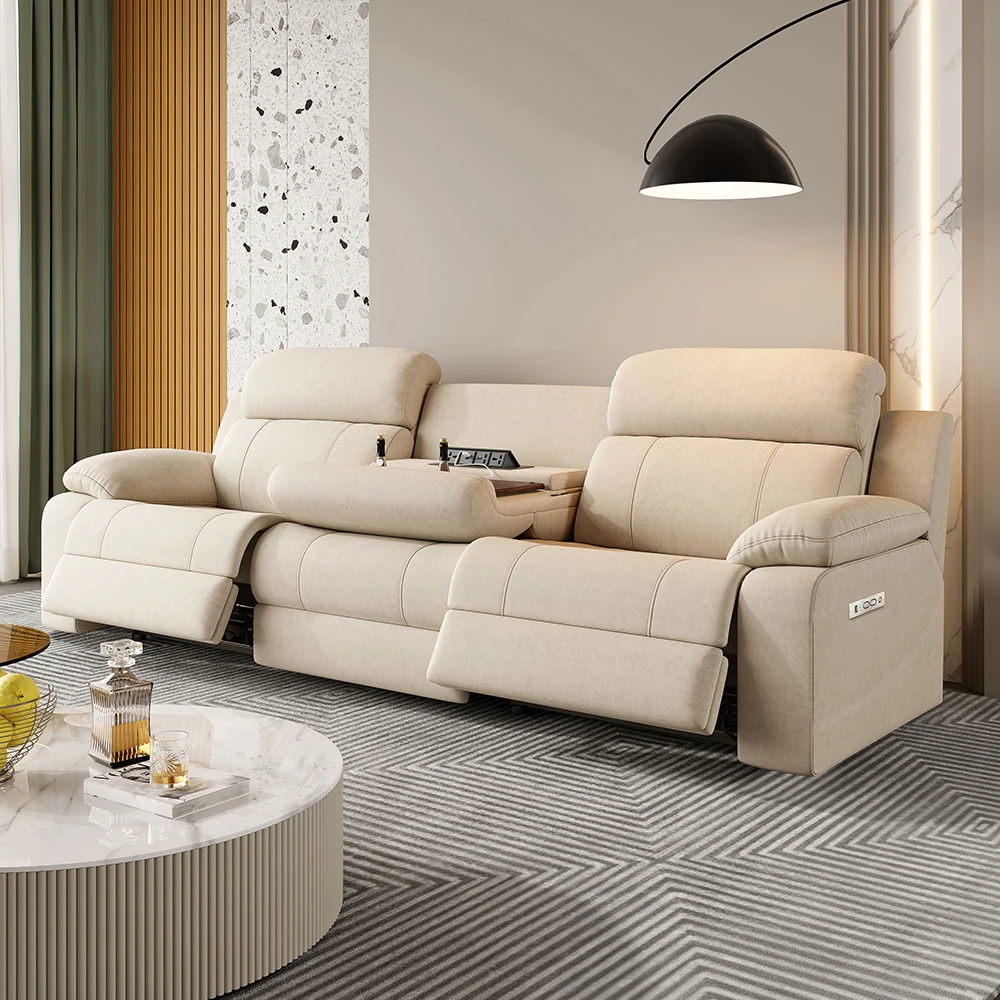 Modernes elektrisches Relaxsofa aus Stoff, 3-Sitzer-Sofa mit USB-Anschluss, Wohnzimmermöbel-Set, Großhandel elektrisches Relaxsofa