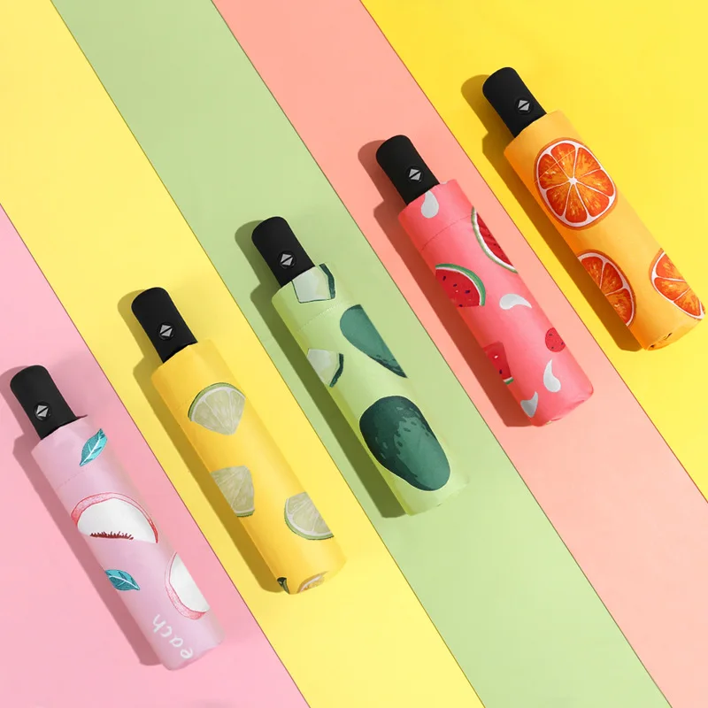 Carino Frutta Ragazze Ombrello Pieghevole Automatico Ombrello Trasparente Ombrello Pioggia Donne Sun Protect UV Ombrellone Ombrello 8K Antivento Paraguas