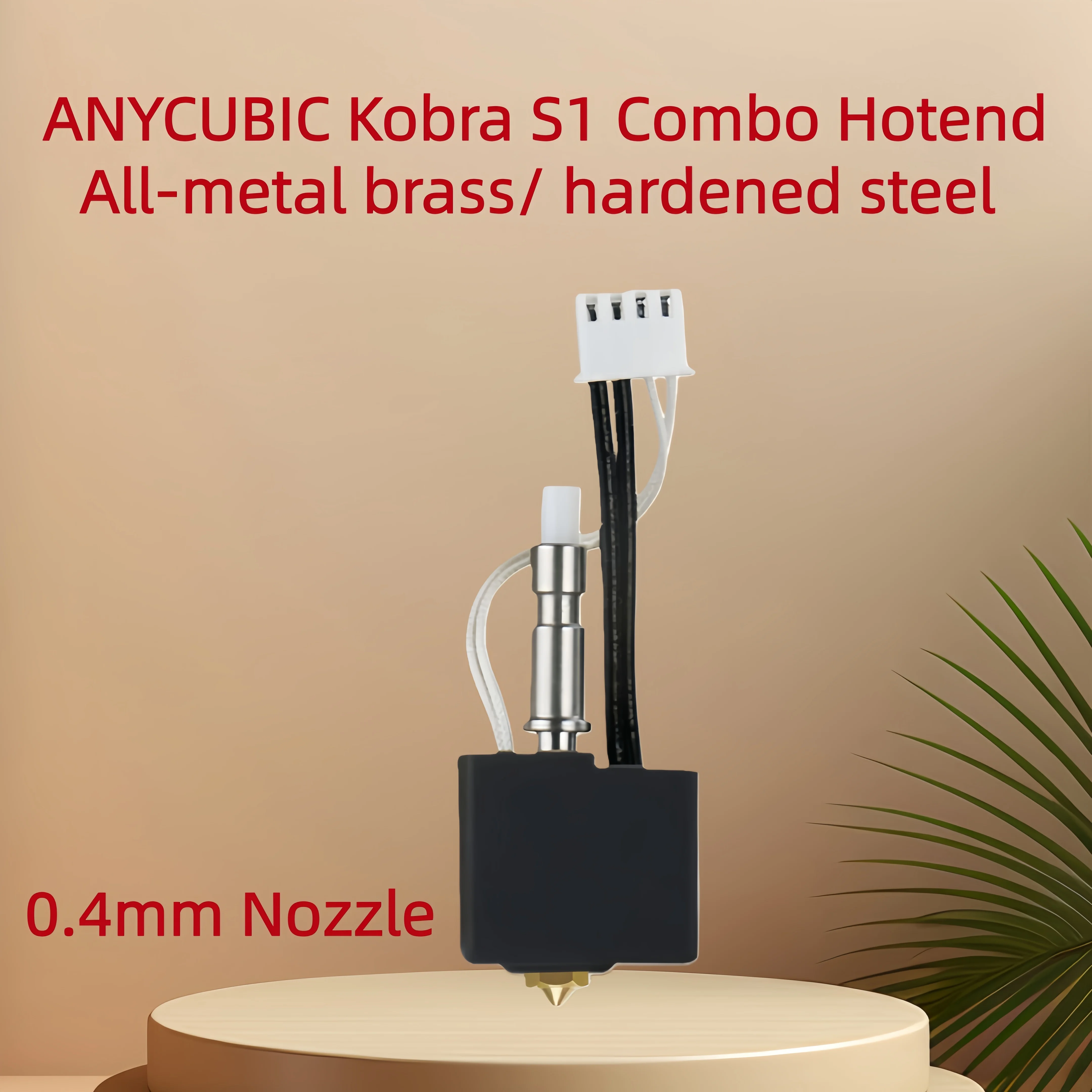 Ganzmetall-Hotend mit 0,4-mm-Messingdüse, gehärtete Stahldüse, hohe Temperatur, hohe Geschwindigkeit, für ANYCUBIC Kobra S1 Combo S1C S1 Image