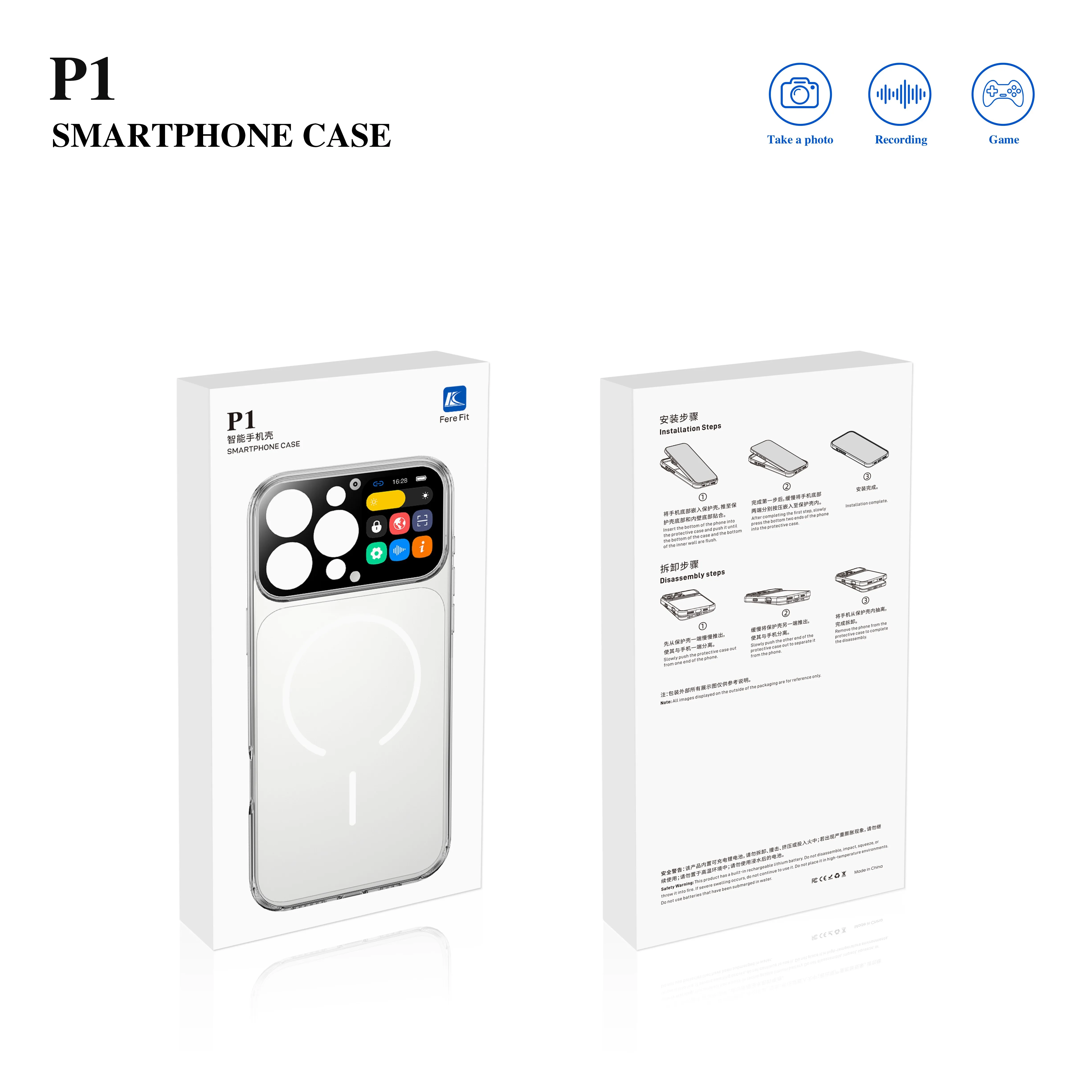 Smartphone-Hülle für iPhone 16 Pro Max mit Smart Window Touchscreen, Smartphone-Hüllen, Smartphone-Case für Apple I16 Pro Max