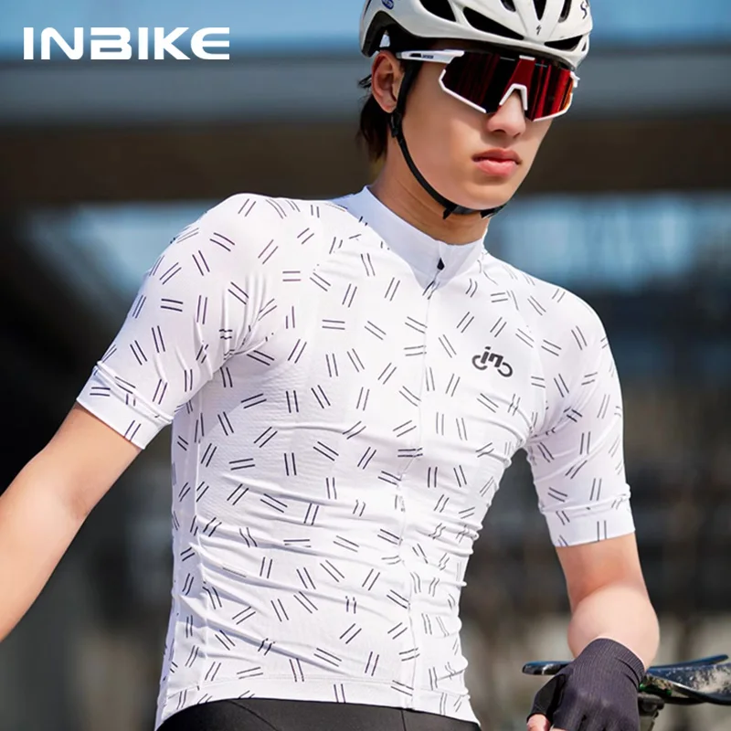INBIKE Fahrradtrikot, kurzärmeliges Sommer-Herren-Radtrikot für Herren, MTB-Shirts, Mountainbike-Rennradbekleidung mit 3 Taschen Image