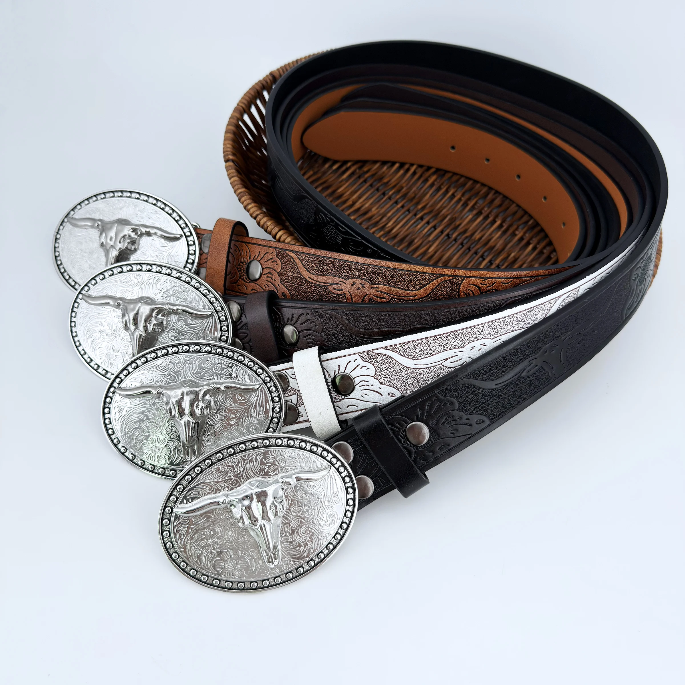 Western-Cowboy-Stil, Zinklegierung, Schnalle, PU-Leder, Punk-Gürtel, Unisex, vielseitig, Jeans, trendiger Taillengürtel Image