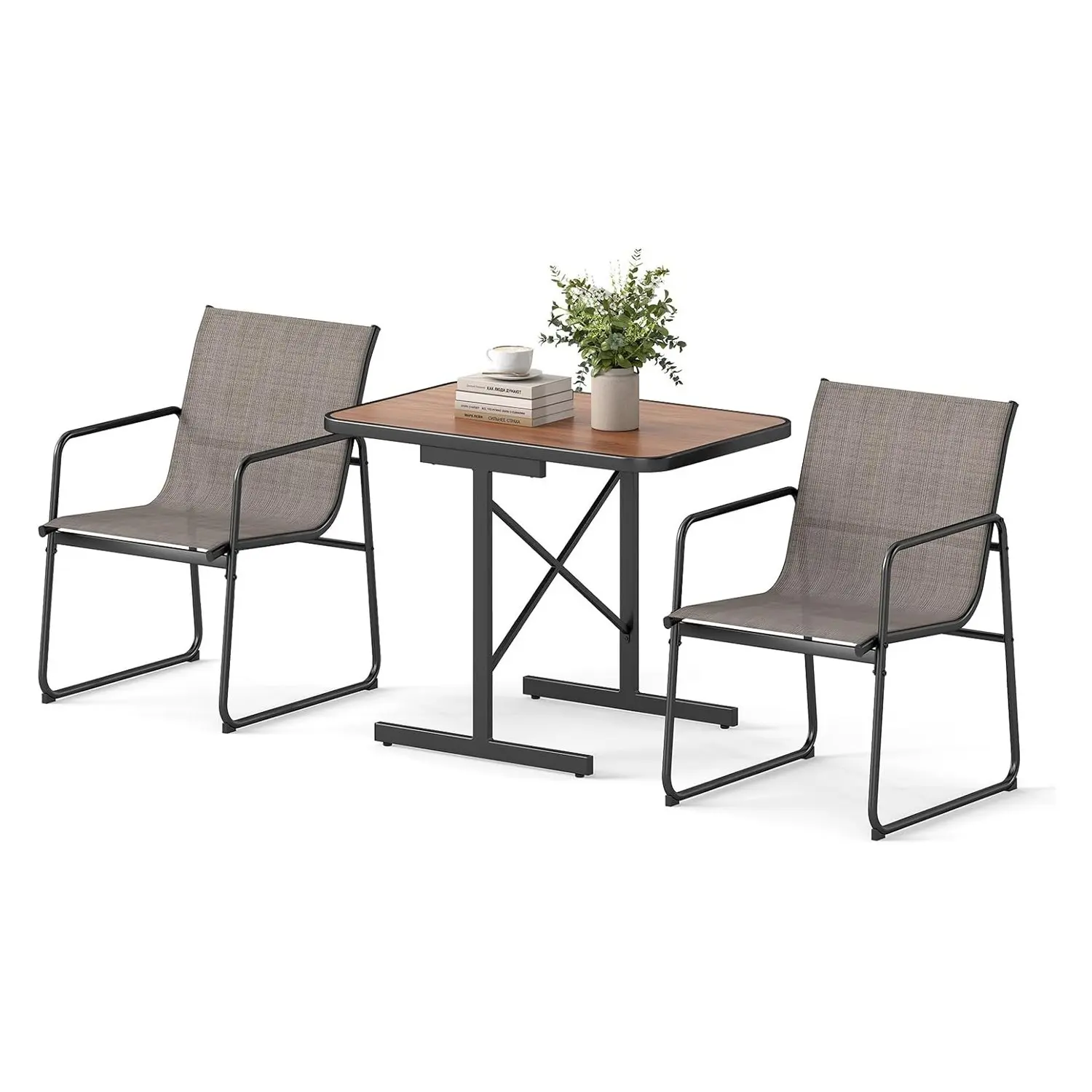 3-teiliges Gartenmöbel-Set, Bistrotisch mit 2 Stühlen, Balkonmöbel, Terrassenmöbel, Gartenset, Sitzset Image
