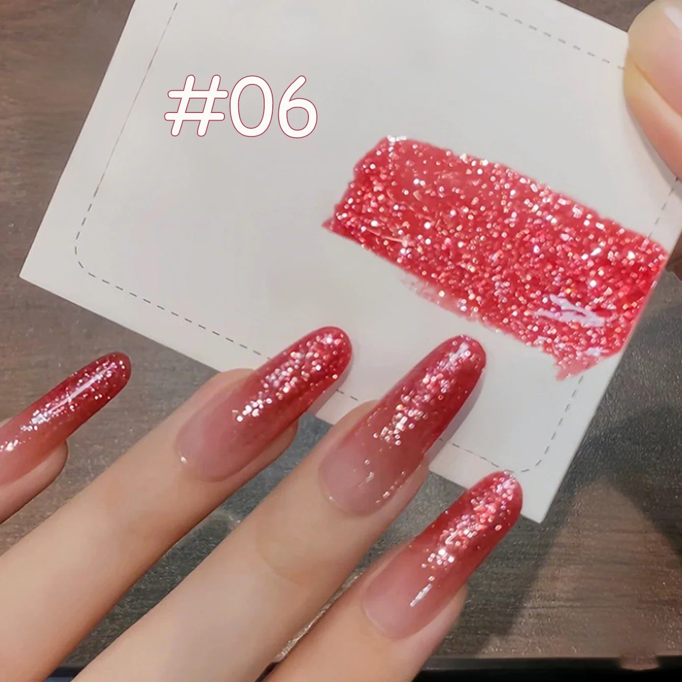 1-6 Stück TC Roter Schnee-Edelweiß Gel-Nagellack Blitzender Aufheller Winter-Atmosphäre Vielseitiger Funkelnder Valentinstag Nagelkunst Image