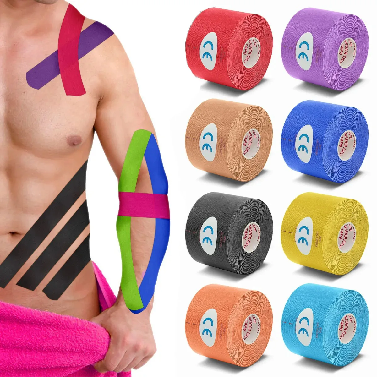 1pc Sport wasserdichte Kinesiologie Band Aufkleber sportliche Bandage Muskel regeneration Protector Strapping Schmerz linderung Tennis Gym Image
