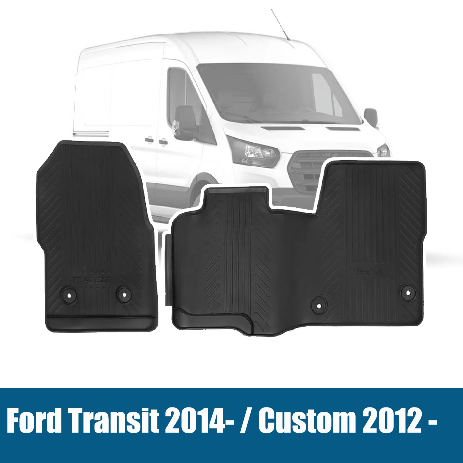 Set tappetini anteriori in gomma per Ford Transit Mk8 2014- 2019 Mk9 2020- Custom 2012 - 2023 Cambio manuale SOLO RHD 2047030