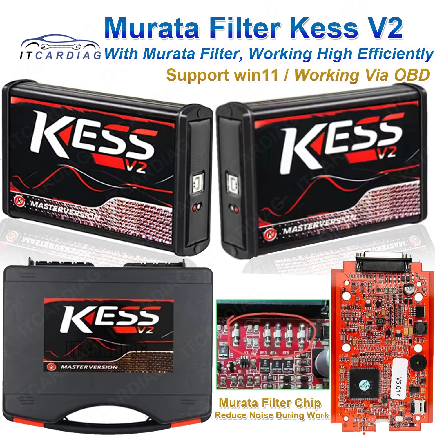 Online EU Red Kess V2 V2.80 V5.017 mit Murata-Filter, OBD2-ECU-Chiptuning, unbegrenztes Programmier-Kit, unterstützt Auto/LKW/Traktor Image