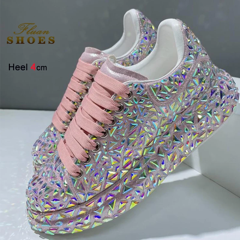  2025, neue Sommer-Rosa-Damen-Turnschuhe, runde Zehen, Damenschuhe, mittlere Absätze, Plateauschuhe, Spitze, Segeltuch, Freizeitschuhe, Größe 40