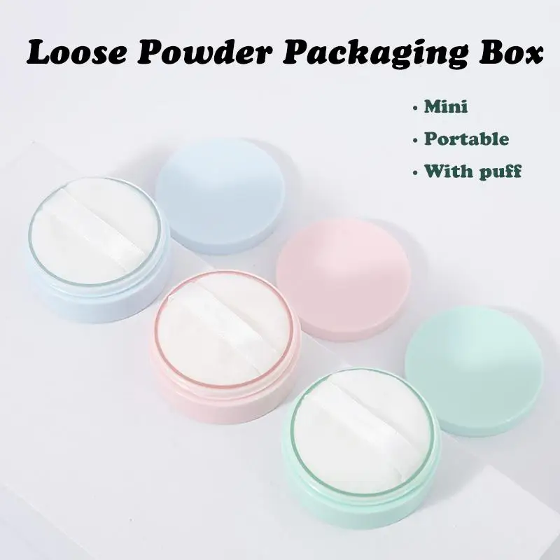Nachfüllbare leere Box mit Siebgitterdeckel, 5 g loses Pulverglas mit Puff-Kosmetikbehälter, Kunststoffverpackung, Make-up-Werkzeug Image