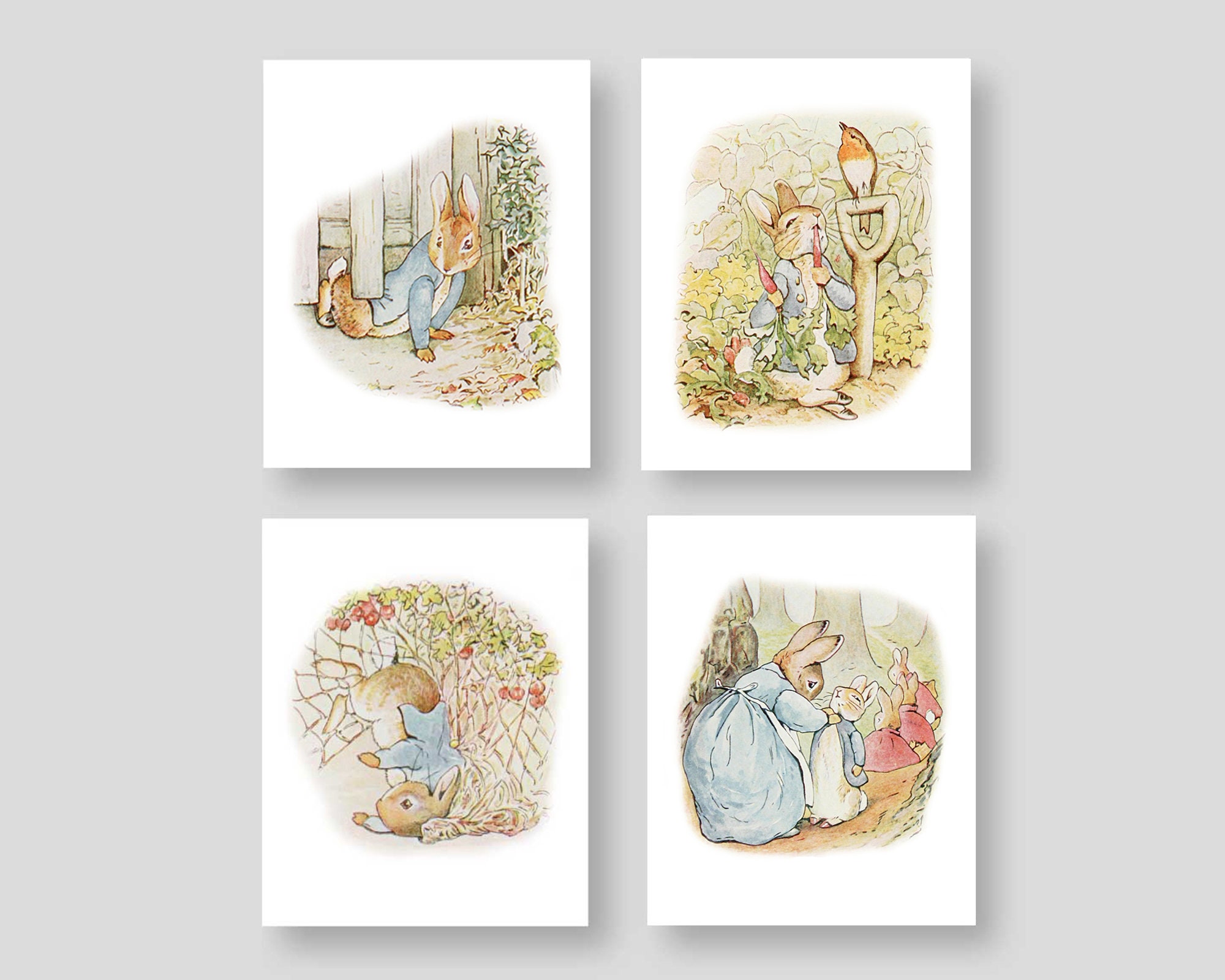 PETER RABBIT Wall Art Stampe di Peter Rabbit Decorazione vintage per cameretta dei bambini Regalo per baby shower di Beatrix Potter (PR-001)