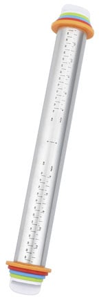 Teigroller MAXIMEX "Edelstahl", bunt (silberfarben, bunt), L:43cm, Edelstahl, Polypropylen, Teigroller, Teigausroller mit Abstandhaltern für Teigdicke und Messskala Image