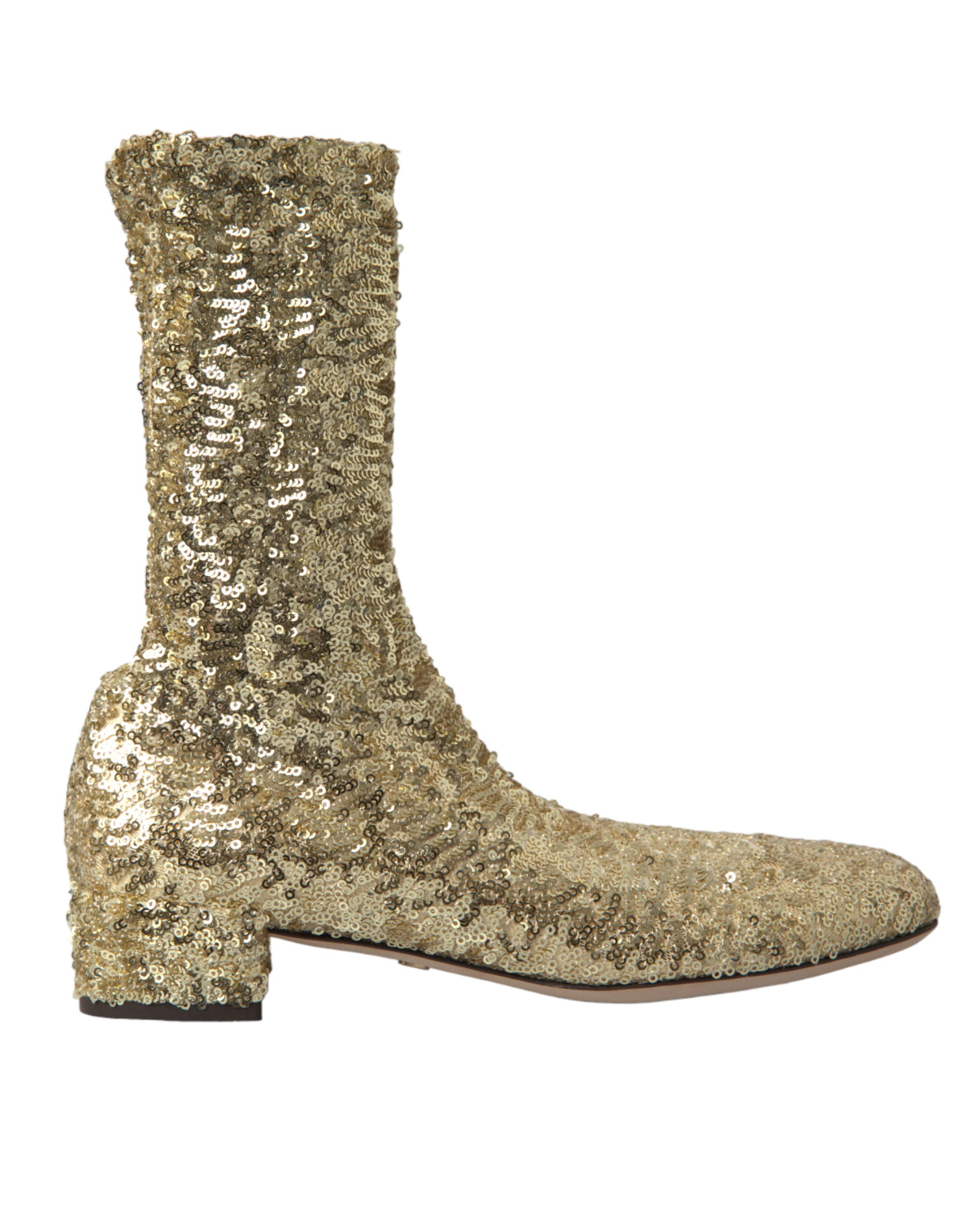 Dolce & Gabbana Gold Pailletten Kurzstiefel Stretch Schuhe