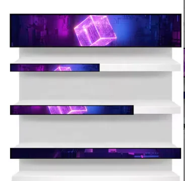 Display a Barra Ultra-Larga Schermo LCD a Schermo Largo 19.5-88 Pollici Riproduttore Pubblicitario Digitale per Scaffali di Supermercato Android