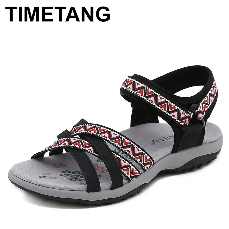 2025, neue Frühjahr/Sommer-Sportsandalen, bedruckt, 36–42, große Damensandalen, Sommerschuhe, offene Spitze, bequeme Damenschuhe