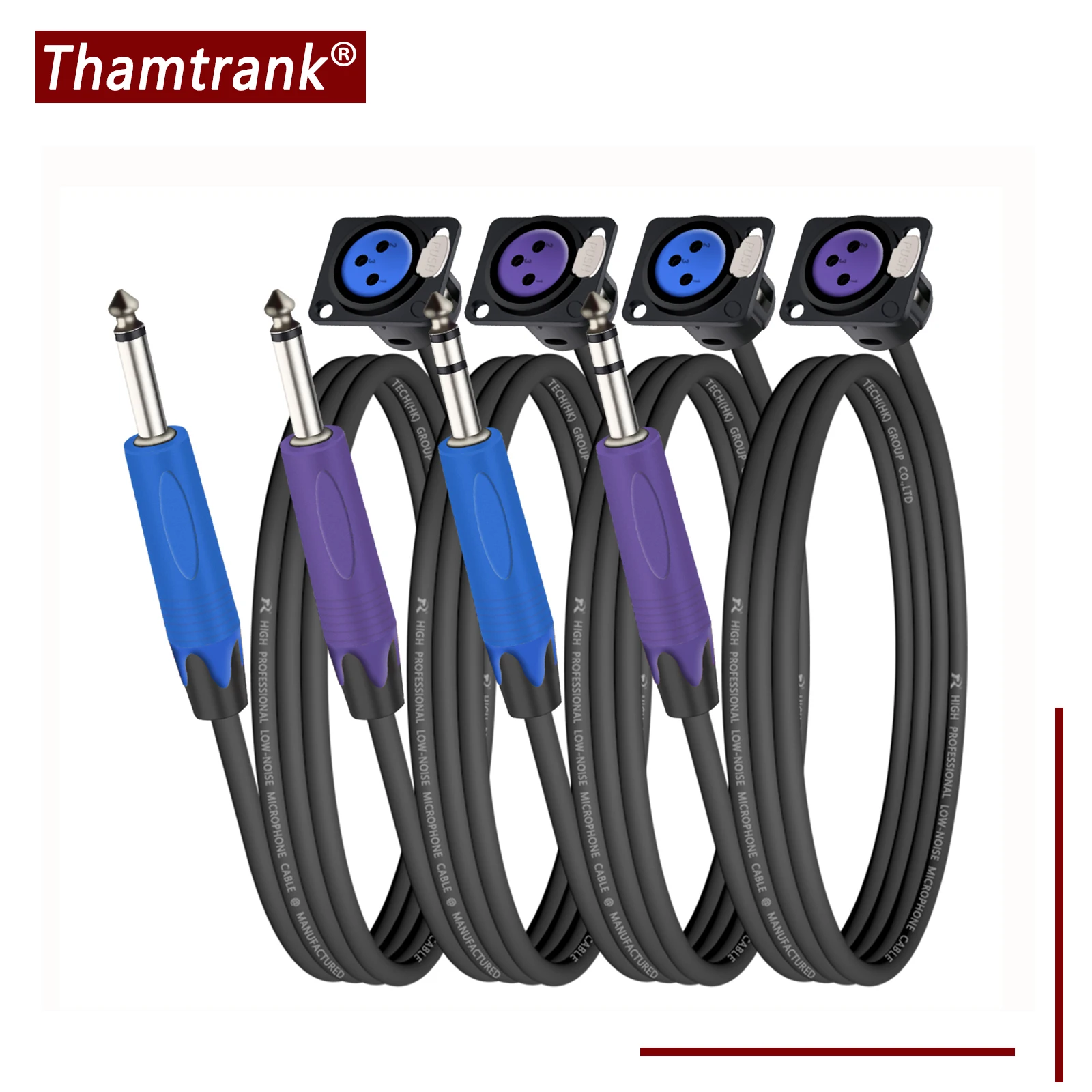 Vernickelter Kontakt D-Typ 3-polige XLR-Buchse für Panelmontage auf 6,35 mm TS/TRS-Buchse, Audio-Verlängerung, abgeschirmter Kabelkonverter Image