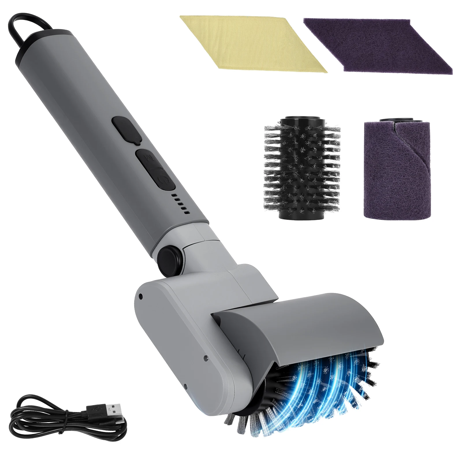 Tragbare elektrische Grillbürste, 3 Geschwindigkeiten, einstellbarer Winkel, Bürstenkopf aus Edelstahl, batteriebetrieben, wasserdicht, zum Kochen auf dem Grill Image