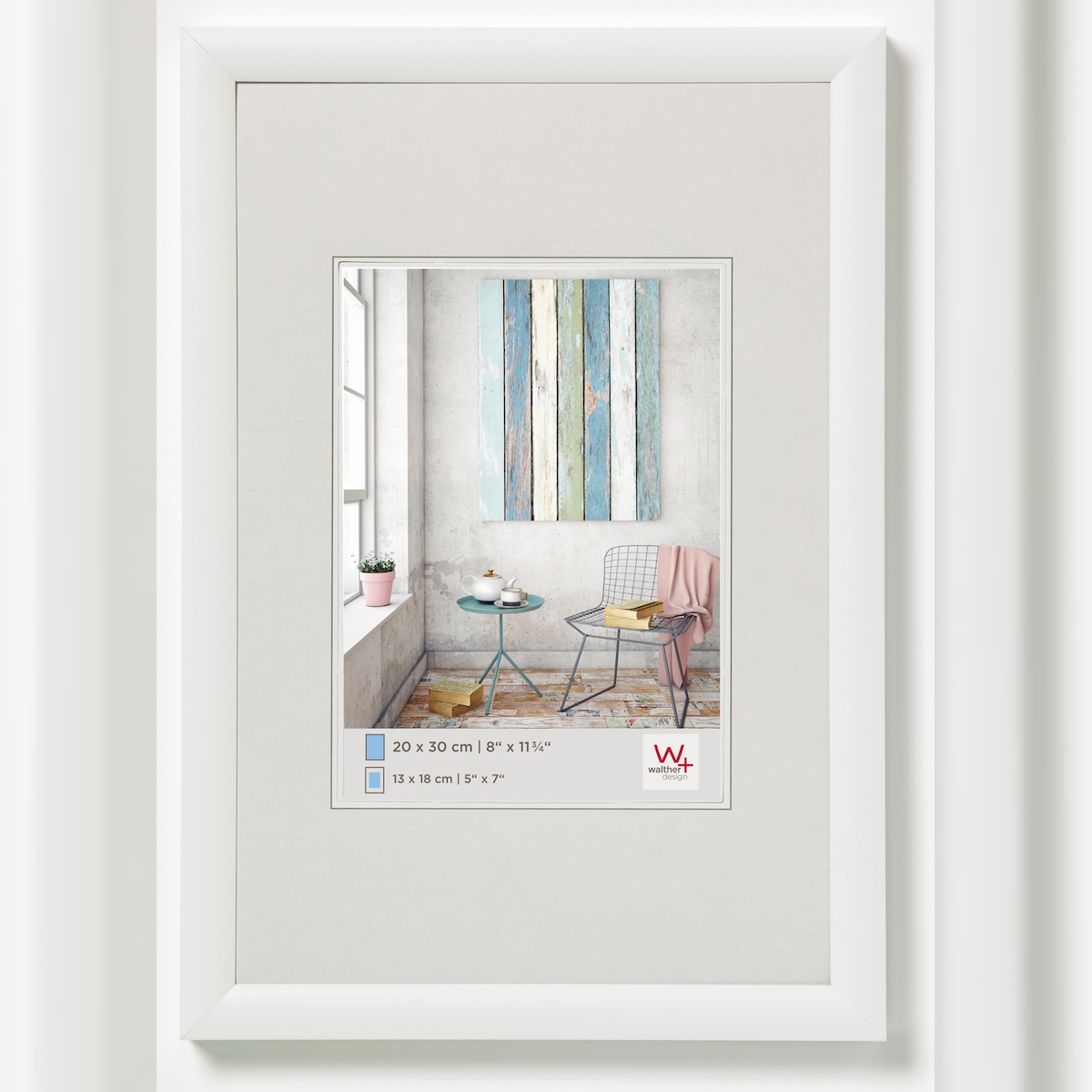 walther + design Trendstyle Kunststoff Bilderrahmen, weiss, 20 x 30 cm Image
