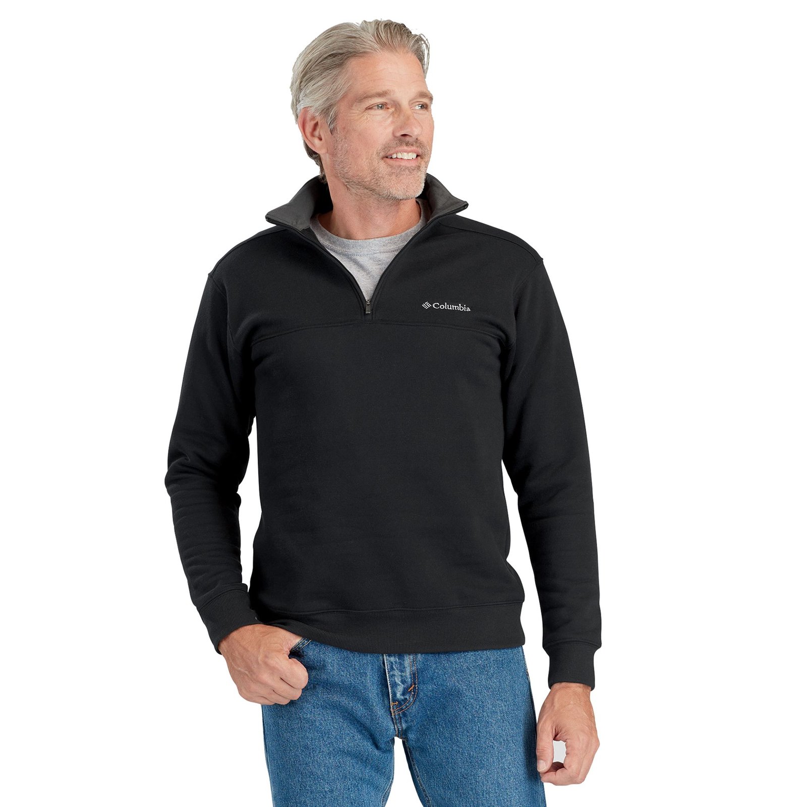 Columbia Men's Hart Mountain II Half Zip (Size 5X) Black, Cotton,Polyester