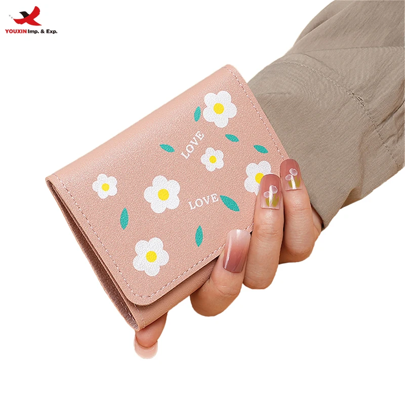 Portafoglio da Donna alla Moda con Motivo Floreale Mini Portafoglio in Pelle PU a Tre Ante con Porta Carte Ordine Misto all'Ingrosso GZ RTS