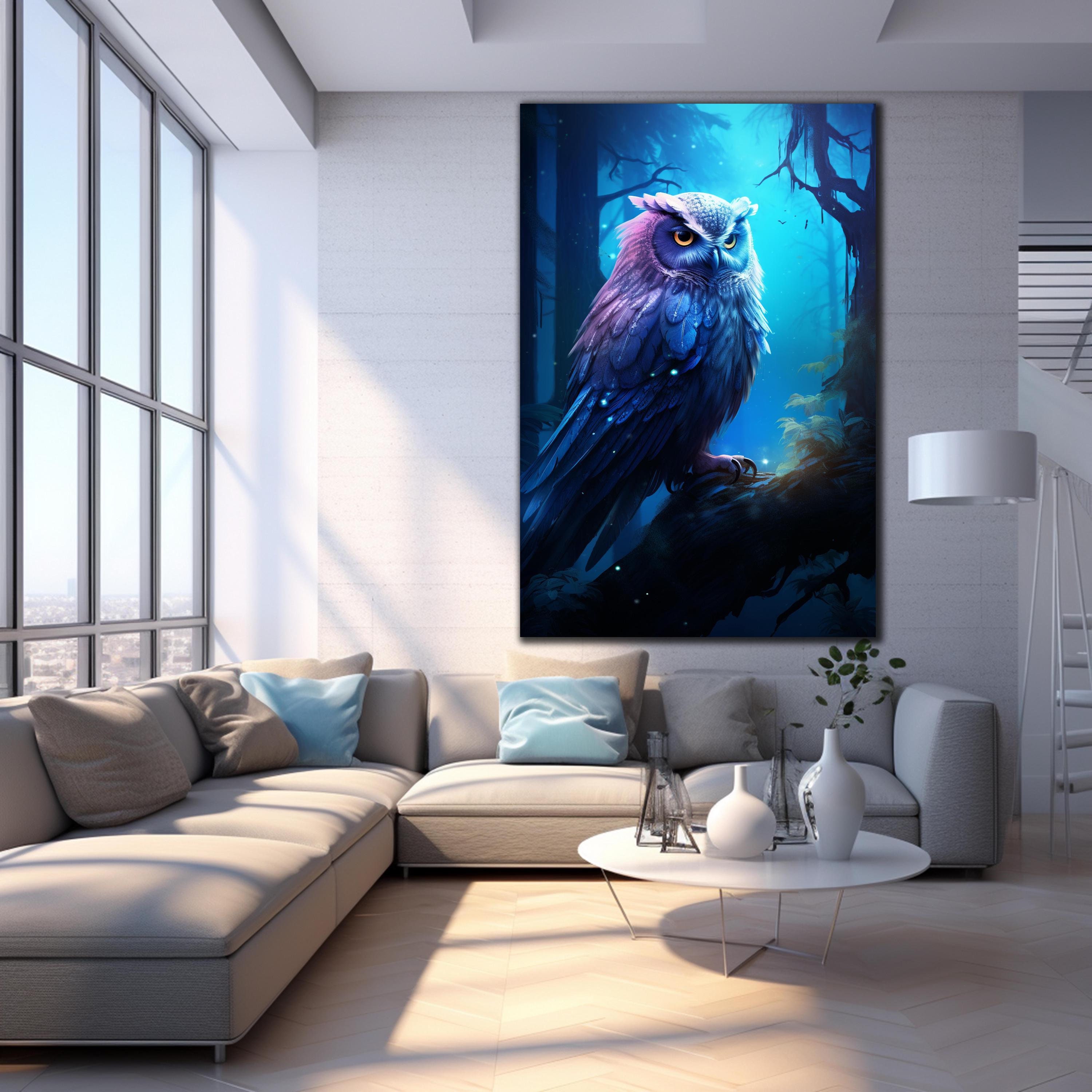 Decorazione murale a forma di gufo in vetro temperato, Gufo in vetro artistico, Decorazione murale a forma di uccello, Decorazione murale extra large,