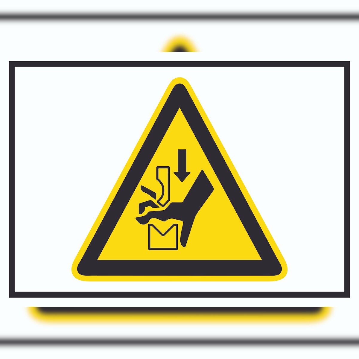 HB-Druck Achtung Quetschgefahr zwischen Werkzeugen einer Presse Symbol A4 Rückseite selbstklebend Schild Image