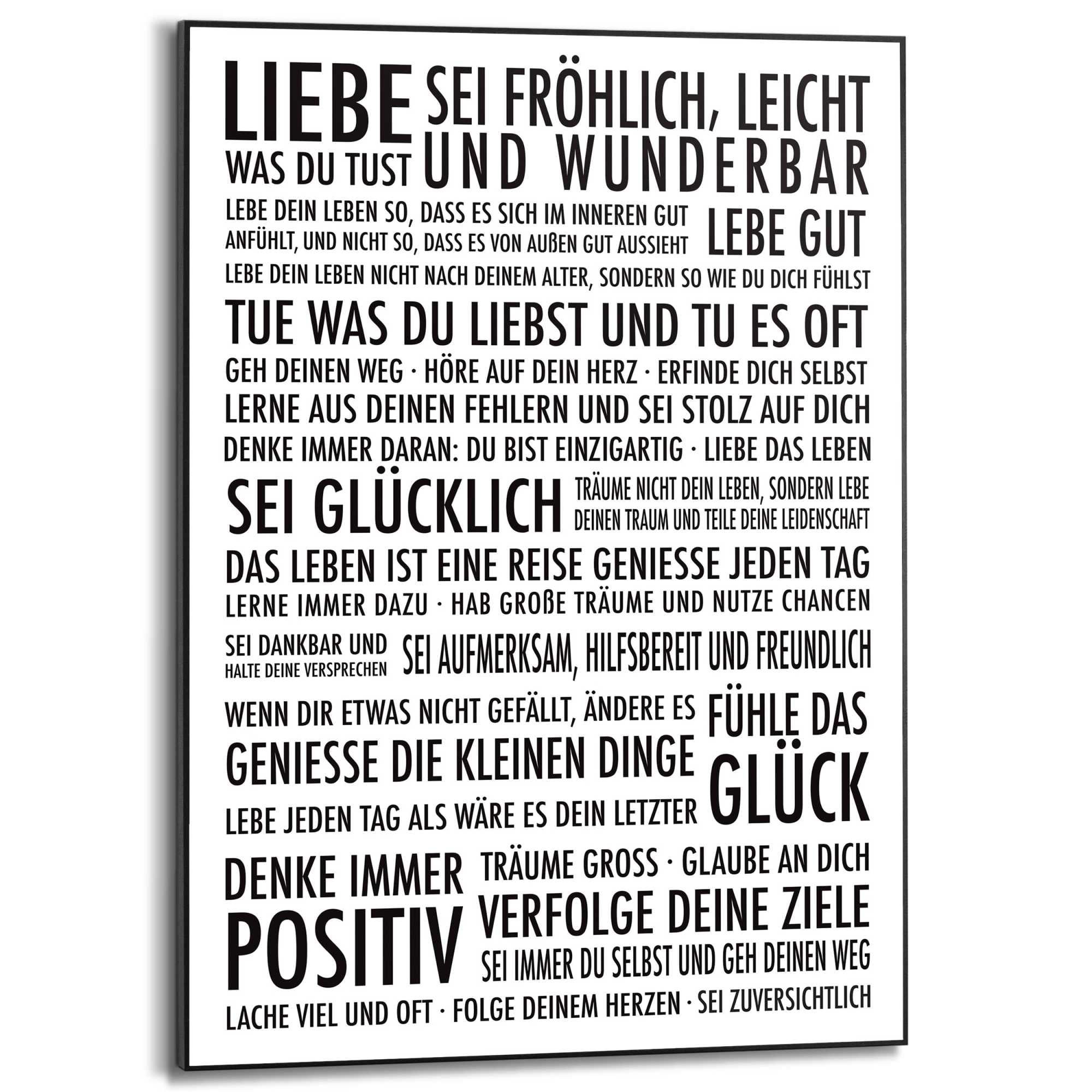 Poster REINDERS "Positiv Leben", schwarz (farbe bild(er): schwarz, weiß), B:50cm H:70cm T:1,6cm, MDF, Bilder, Poster Image