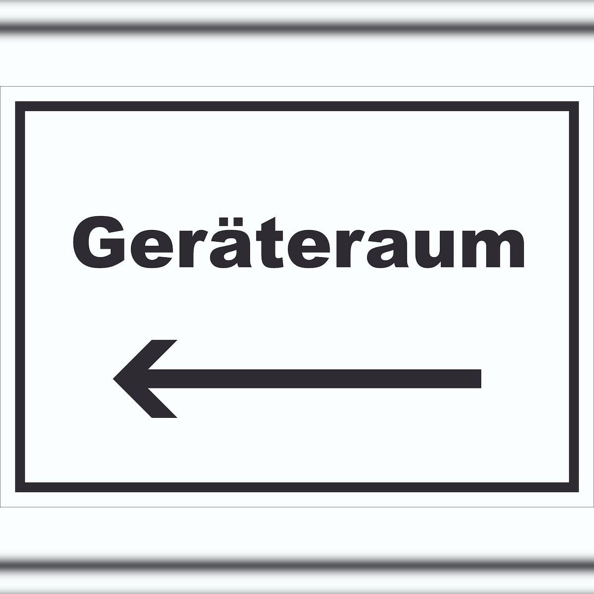 HB-Druck Geräteraum Schild mit Text und Richtungspfeil links Schuppen waagerecht A4 Rückseite selbstklebend Image